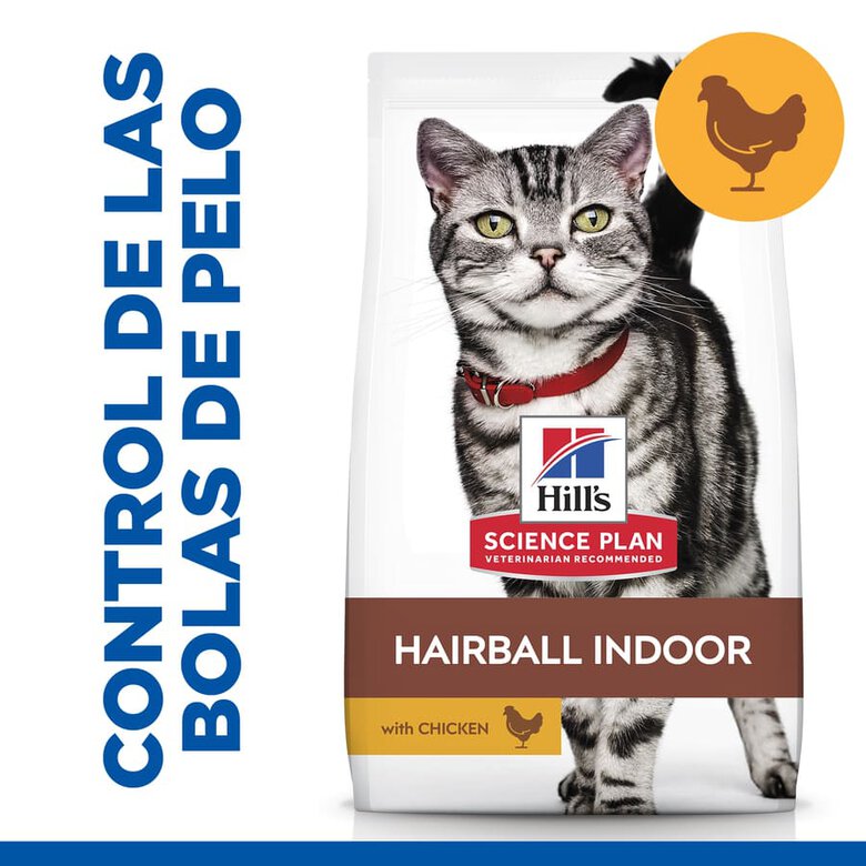 Hill's Adult Hairball Indoor Pollo pienso para gatos, , large image number null